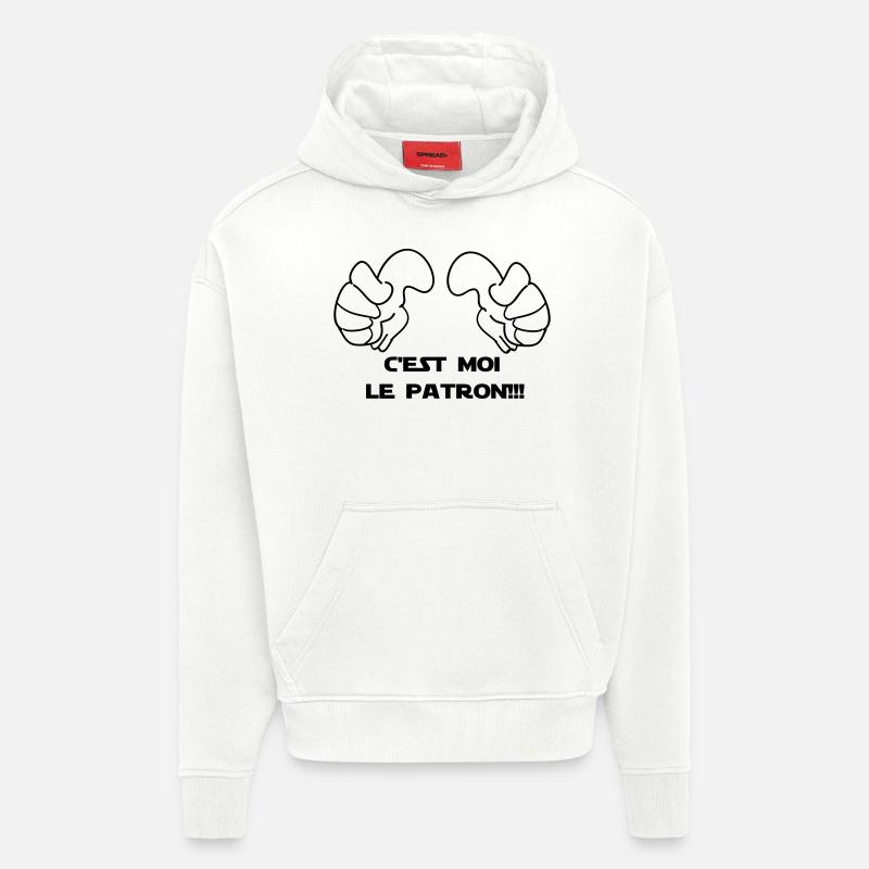 C'EST MOI LE PATRON - Sweat à capuche bio épais oversize fabriqué en UE - OFF WHITE