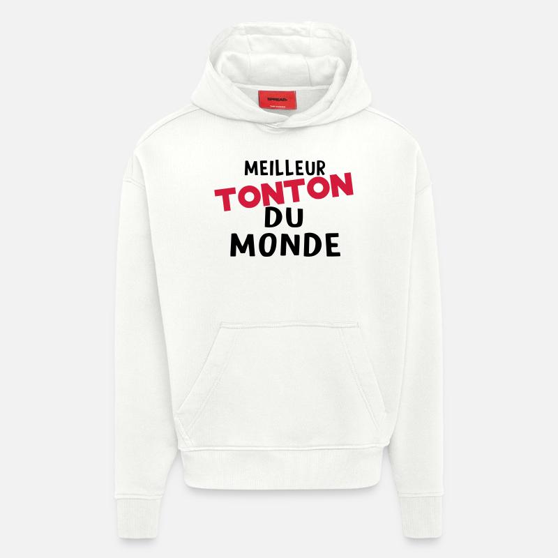 meilleur tonton dU MONDE - Sweat à capuche bio épais oversize fabriqué en UE - OFF WHITE