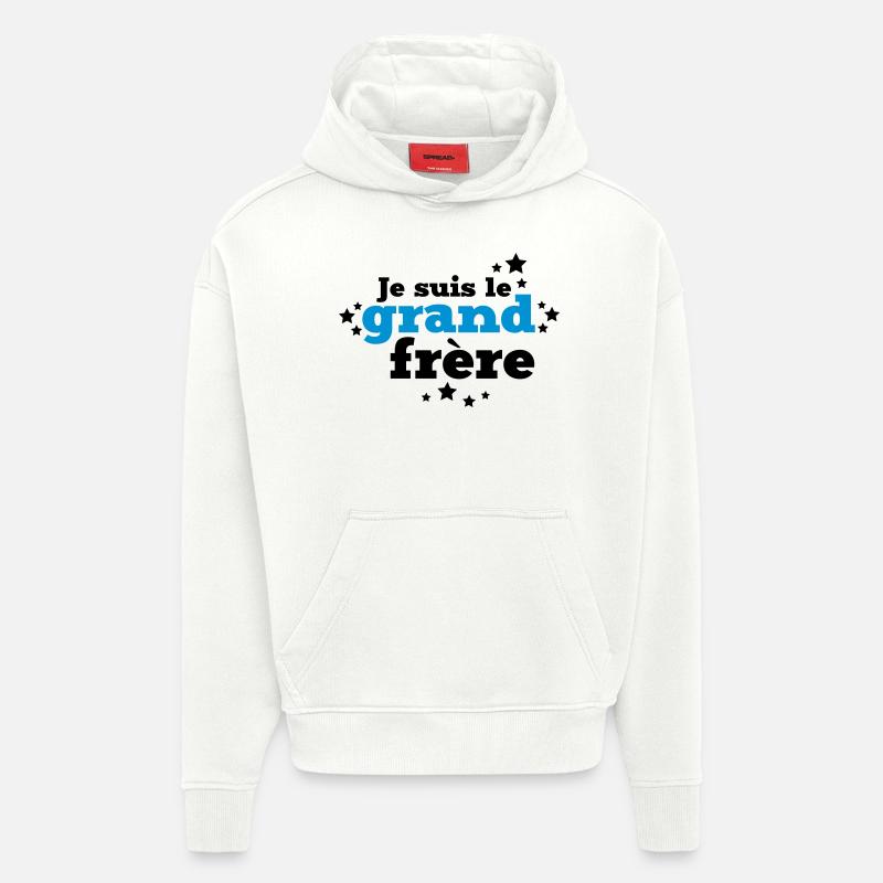 je suis le grand frère - Sweat à capuche bio épais oversize fabriqué en UE - OFF WHITE