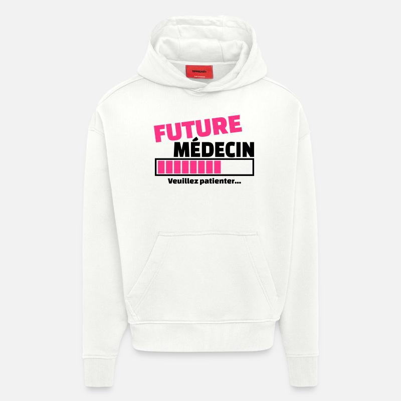 future médecin - Sweat à capuche bio épais oversize fabriqué en UE - OFF WHITE