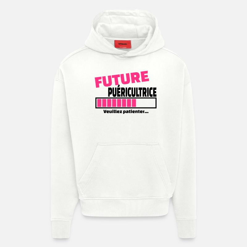 future puéricultrice - Sweat à capuche bio épais oversize fabriqué en UE - OFF WHITE