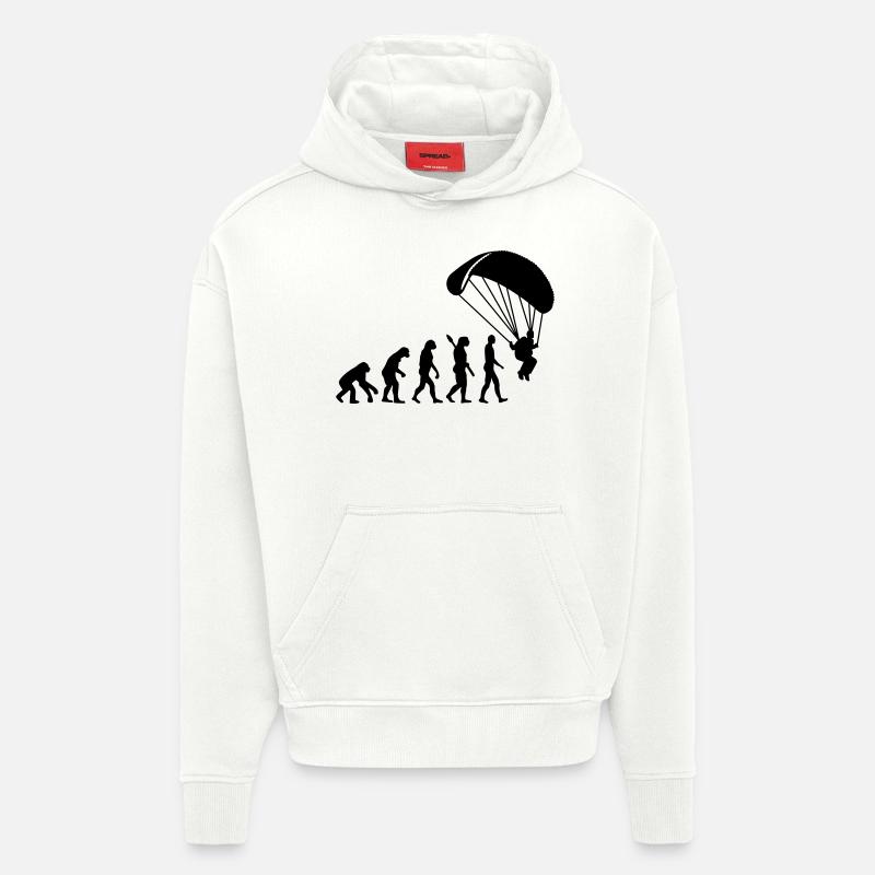 Évolution Parachutisme - Sweat à capuche bio épais oversize fabriqué en UE - OFF WHITE