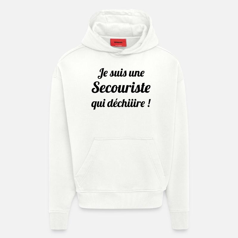 Secourisme / Secouriste / Secours / Secourir - Sweat à capuche bio épais oversize fabriqué en UE - OFF WHITE
