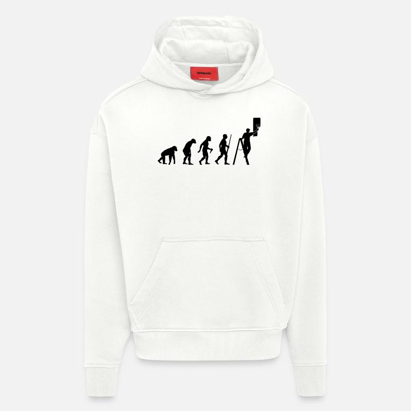 L'évolution des peintres - Sweat à capuche bio épais oversize fabriqué en UE - OFF WHITE