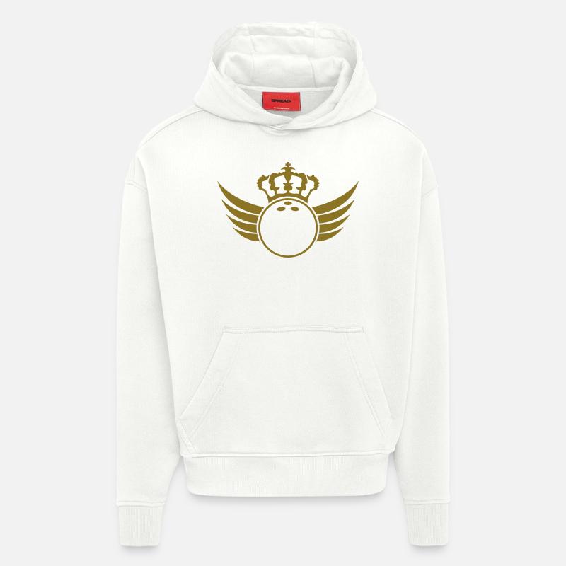 Bowling Ball Wings Blazon - Sweat à capuche bio épais oversize fabriqué en UE - OFF WHITE