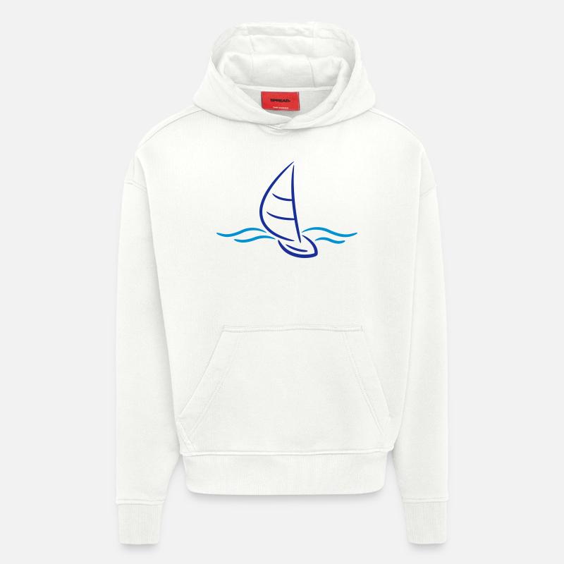 Sailing Boad And Waves Logo - Hoodie- made by SPREAD  - OFF WHITE