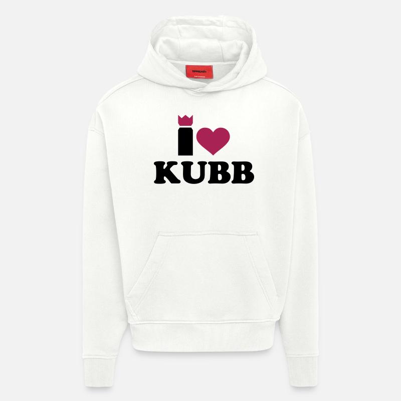 I love Kubb - Sweat à capuche bio épais oversize fabriqué en UE - OFF WHITE