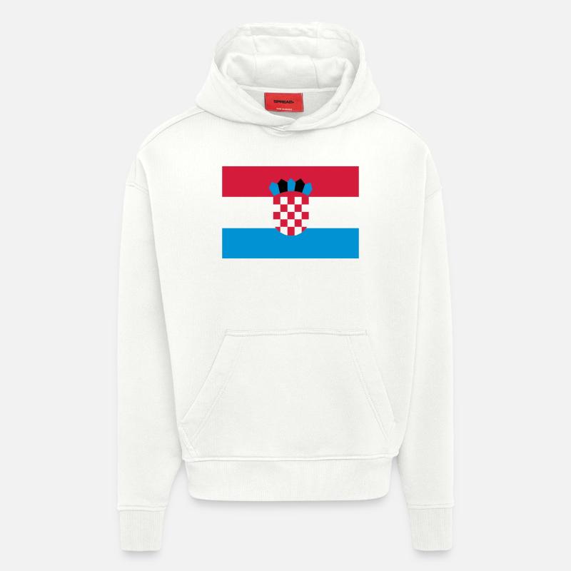 Croatie - drapeau - Sweat à capuche bio épais oversize fabriqué en UE - OFF WHITE