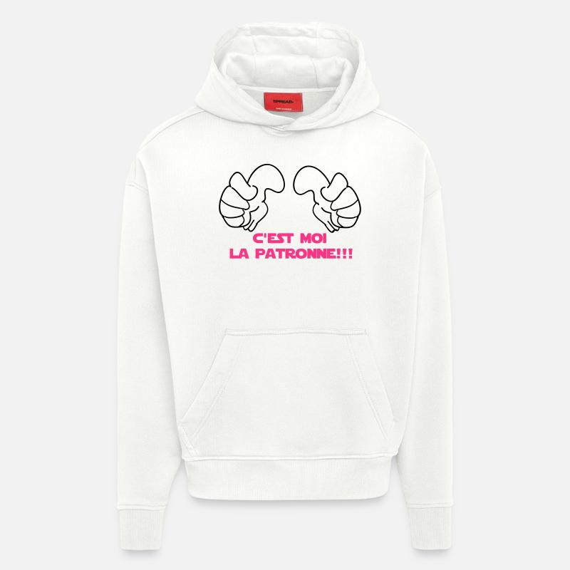 C'EST MOI La PATRONne - Sweat à capuche bio épais oversize fabriqué en UE - OFF WHITE