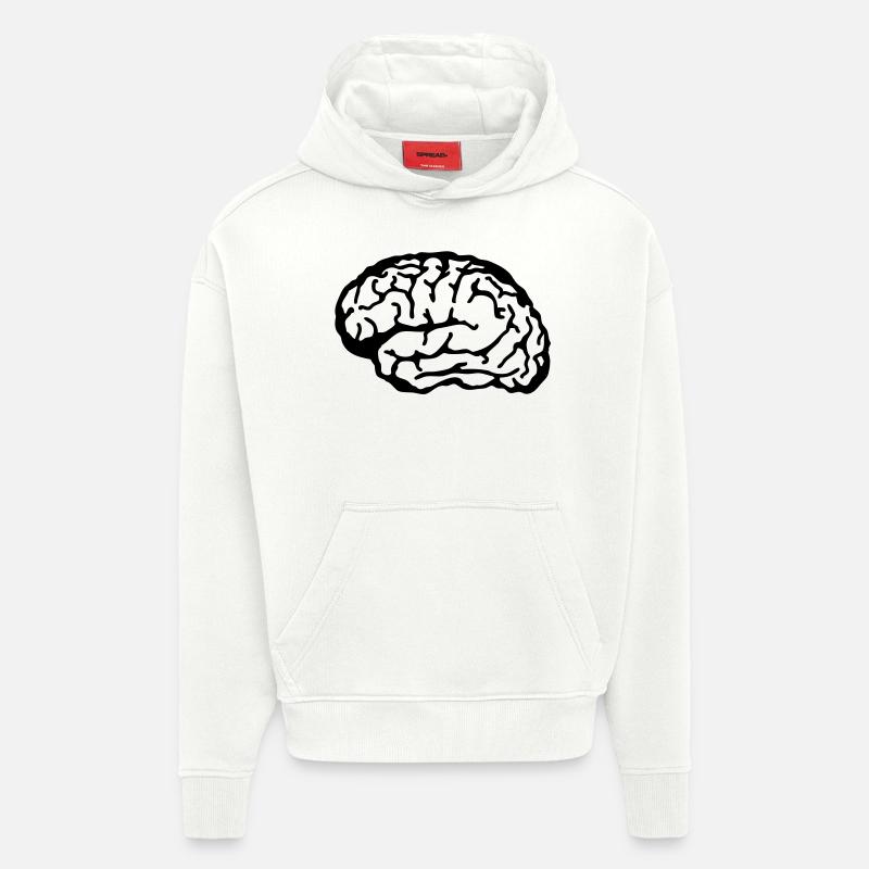 brain - Sweat à capuche bio épais oversize fabriqué en UE - OFF WHITE