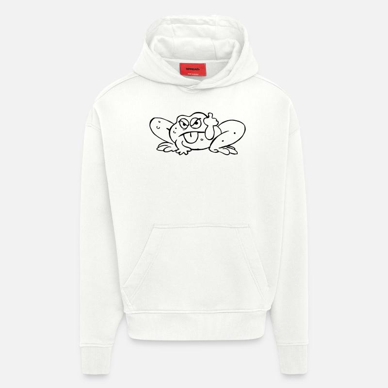Crapeaud tire la langue - Sweat à capuche bio épais oversize fabriqué en UE - OFF WHITE