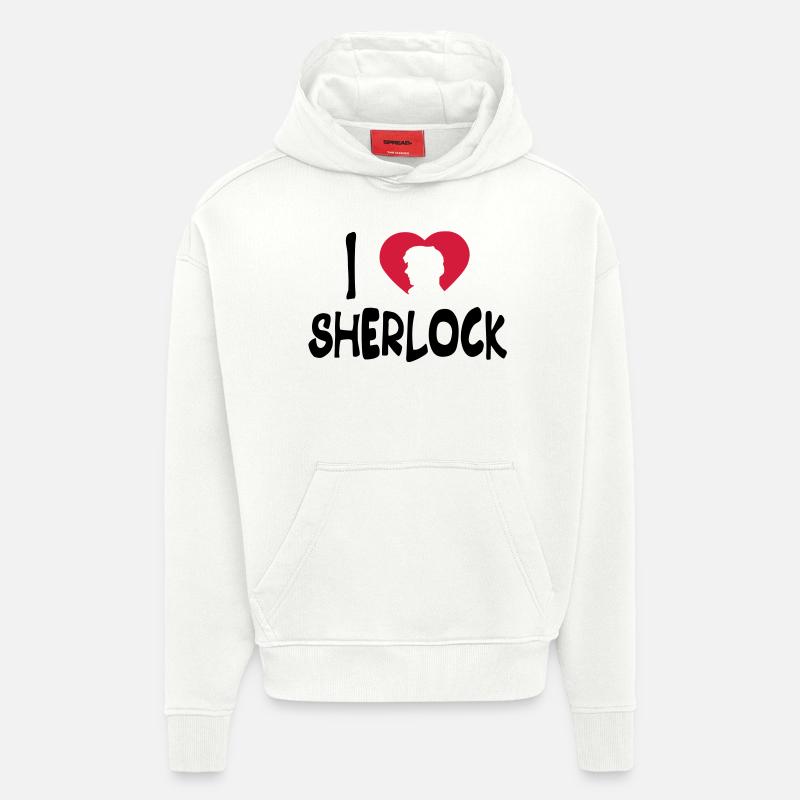 j'aime sherlock - Sweat à capuche bio épais oversize fabriqué en UE - OFF WHITE