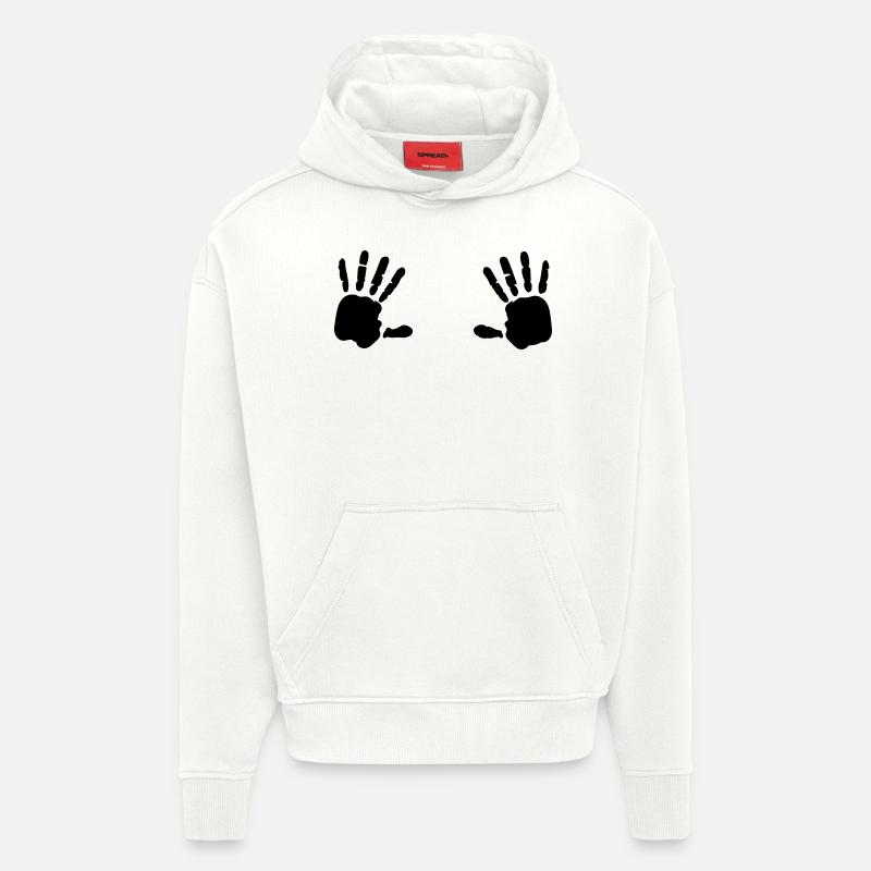 Handprint seins 1c du sein - Sweat à capuche bio épais oversize fabriqué en UE - OFF WHITE