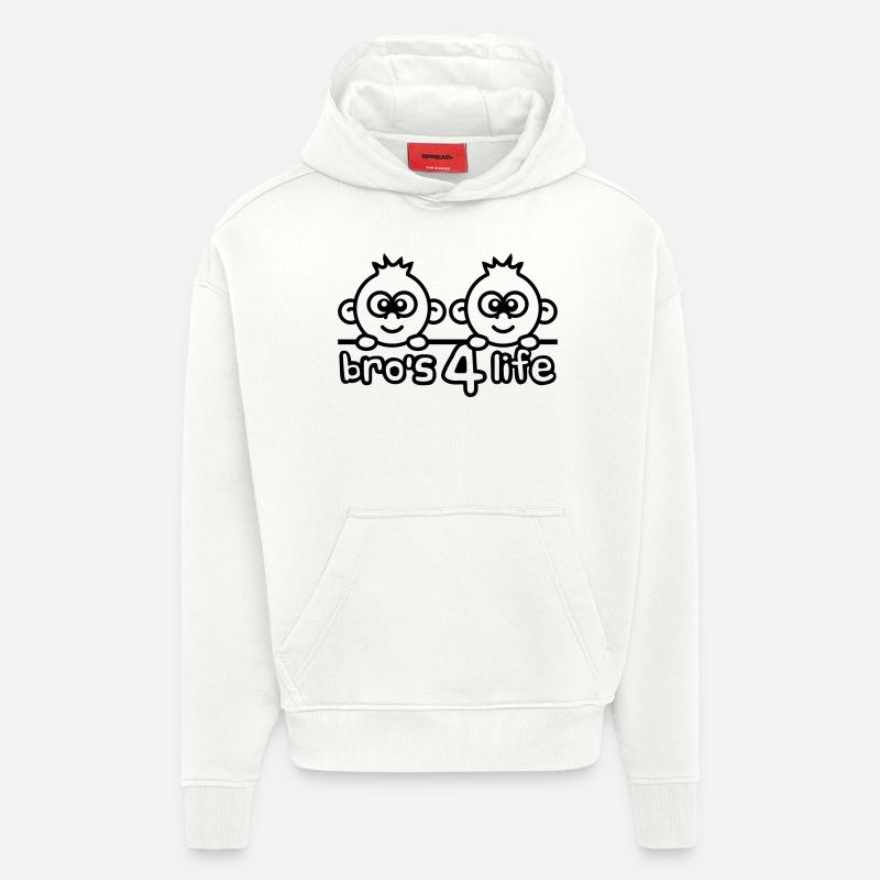 Bros 4 Life Comic Design - Sweat à capuche bio épais oversize fabriqué en UE - OFF WHITE