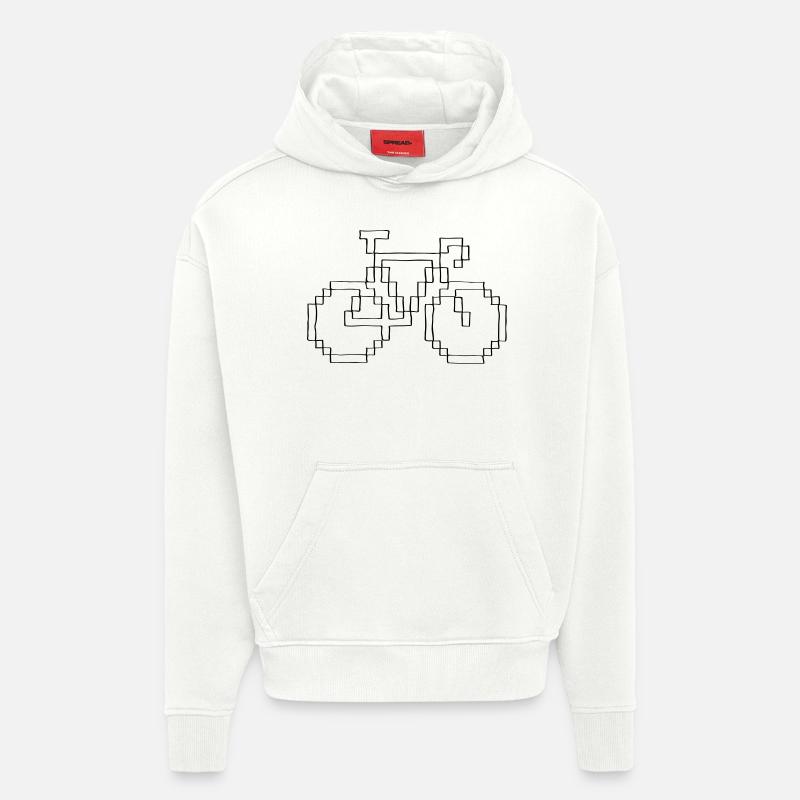 Pixel Hand Drawn Bike - Sweat à capuche bio épais oversize fabriqué en UE - OFF WHITE