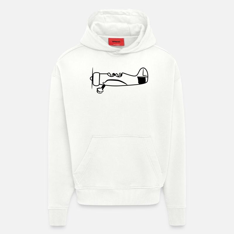 Hélice avion volant oldtimer - Sweat à capuche bio épais oversize fabriqué en UE - OFF WHITE