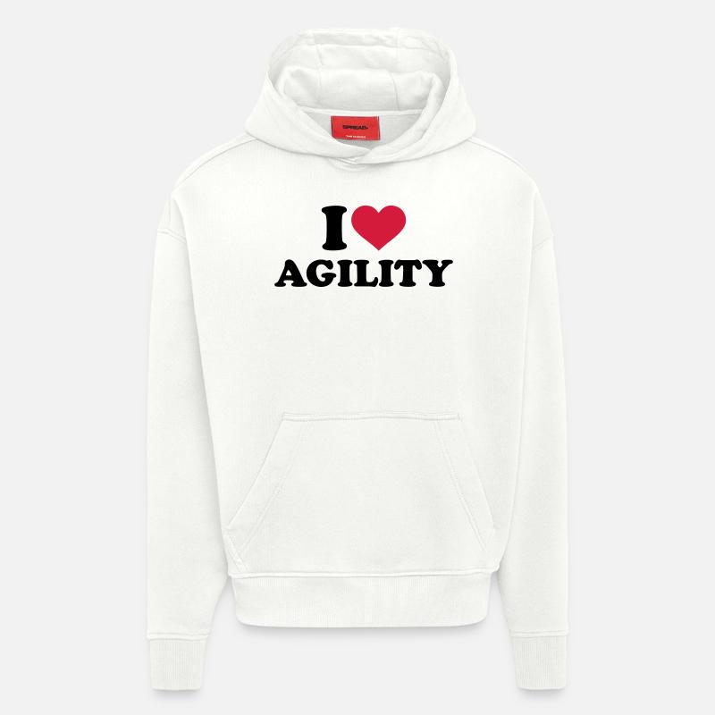 I love Agility - Sweat à capuche bio épais oversize fabriqué en UE - OFF WHITE
