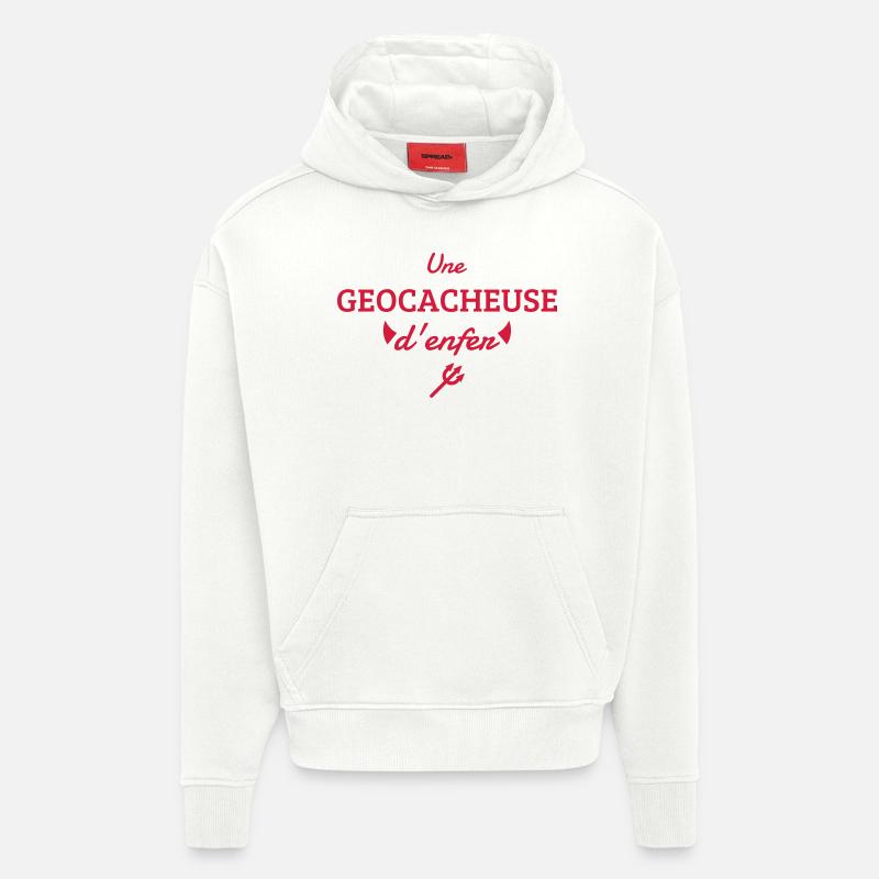 Geocaching / Geocacher / Boussole / Orientation - Sweat à capuche bio épais oversize fabriqué en UE - OFF WHITE