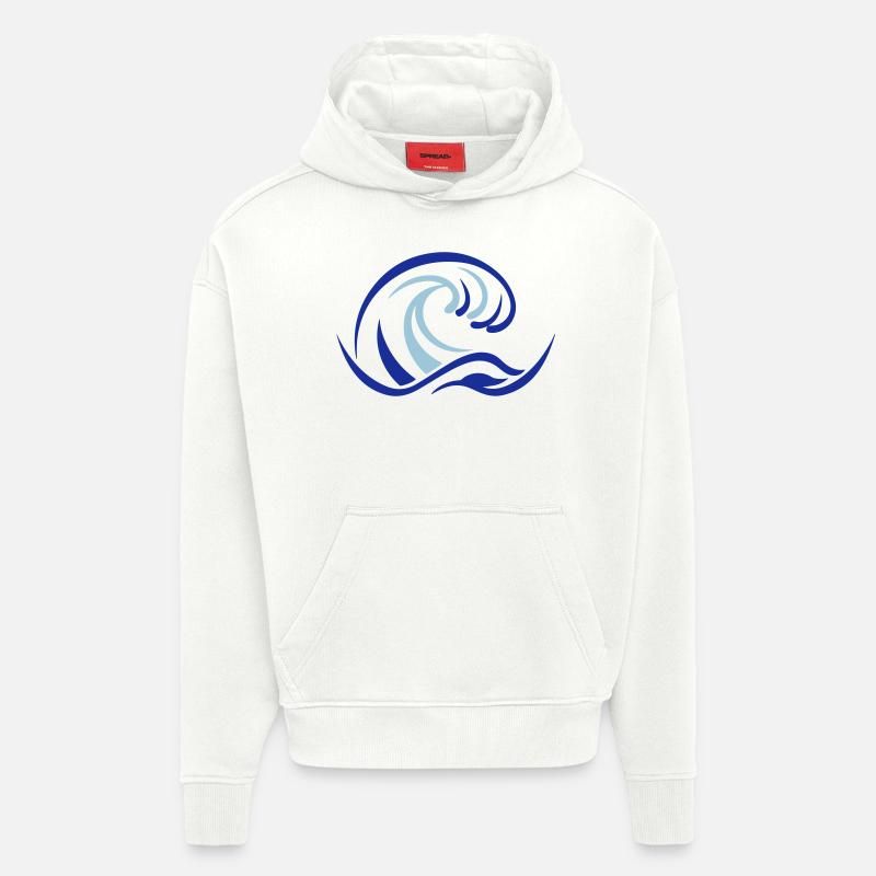 Eau des vagues de l’océan - Sweat à capuche bio épais oversize fabriqué en UE - OFF WHITE