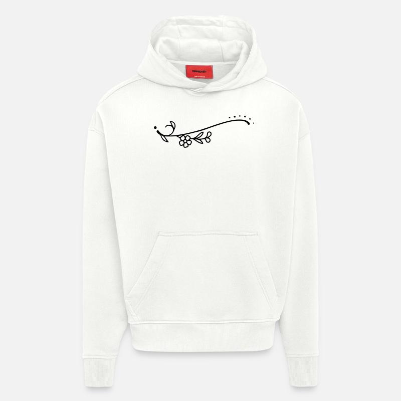 Fleurs de ligne courbe - Sweat à capuche bio épais oversize fabriqué en UE - OFF WHITE