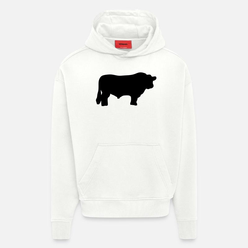 bœuf boeuf black angus - Sweat à capuche bio épais oversize fabriqué en UE - OFF WHITE