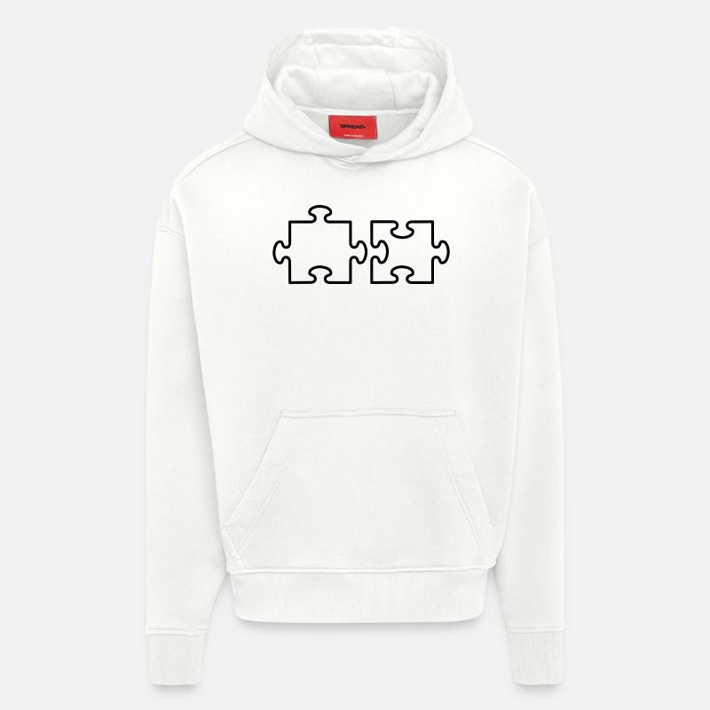 2 Puzzle Teile - Sweat à capuche bio épais oversize fabriqué en UE - OFF WHITE