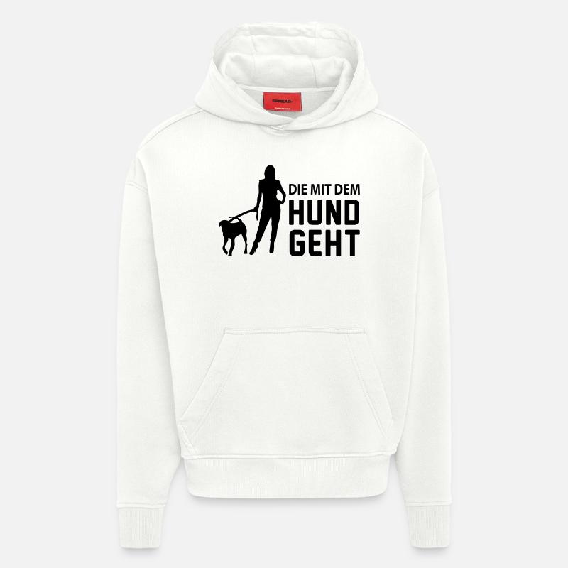 die_mit_dem_hund_geht - Sweat à capuche bio épais oversize fabriqué en UE - OFF WHITE