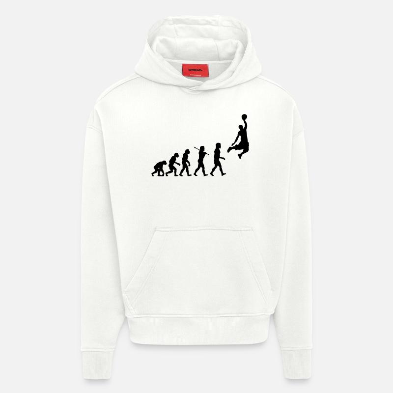 Basketball Dunk Evolution - Sweat à capuche bio épais oversize fabriqué en UE - OFF WHITE