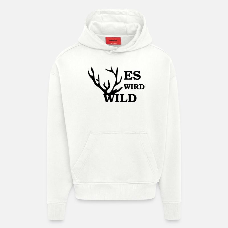 es wird wild - Sweat à capuche bio épais oversize fabriqué en UE - OFF WHITE