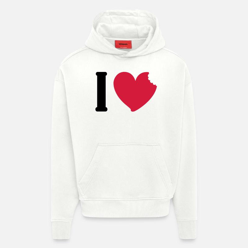 J'aime manger - Sweat à capuche bio épais oversize fabriqué en UE - OFF WHITE