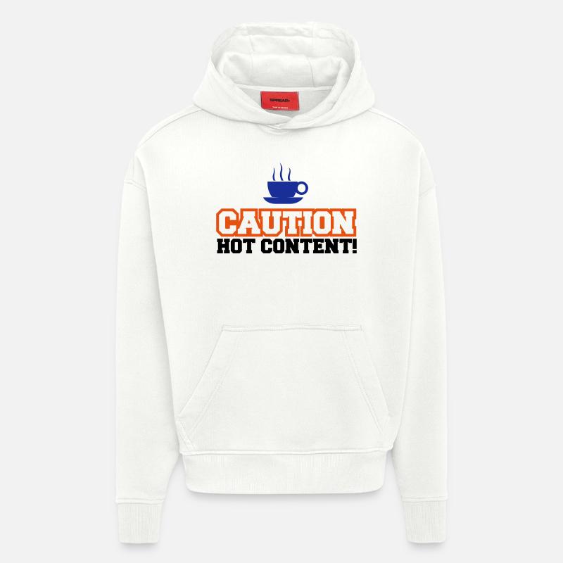 Caution Hot Content - Hoodie- made by SPREAD  - OFF WHITE