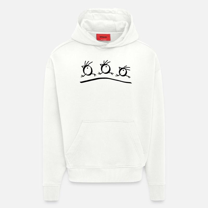 Exécutez 3 Oiseaux - Sweat à capuche bio épais oversize fabriqué en UE - OFF WHITE