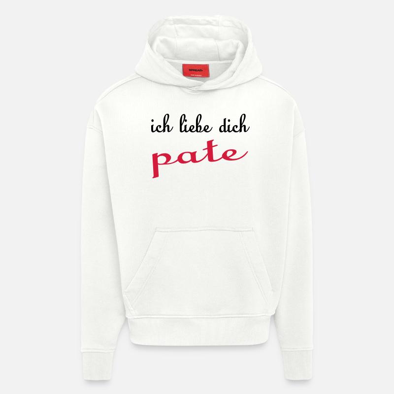 Ich liebe dich pate - Sweat à capuche bio épais oversize fabriqué en UE - OFF WHITE
