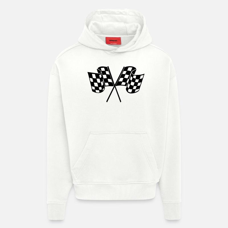 Drapeau Course Cible Voiture - Sweat à capuche bio épais oversize fabriqué en UE - OFF WHITE