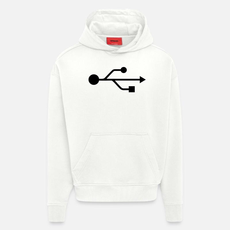 usb - Sweat à capuche bio épais oversize fabriqué en UE - OFF WHITE