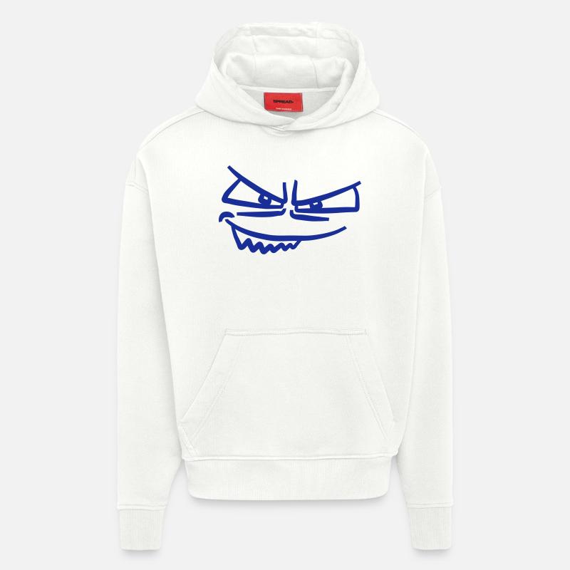 Visage de monstre mal cool - Sweat à capuche bio épais oversize fabriqué en UE - OFF WHITE