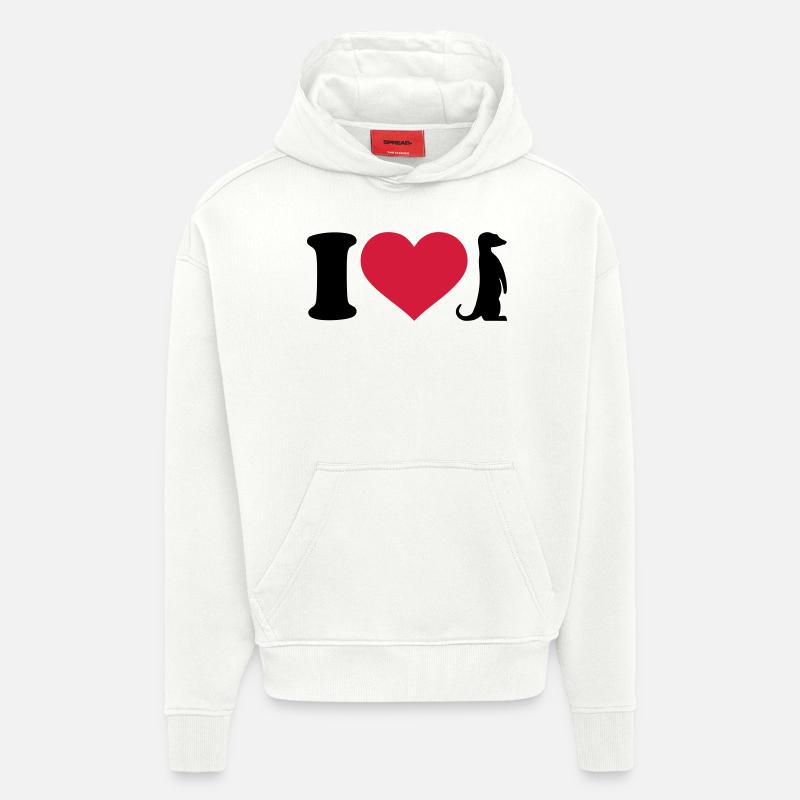 I love Suricate - Sweat à capuche bio épais oversize fabriqué en UE - OFF WHITE
