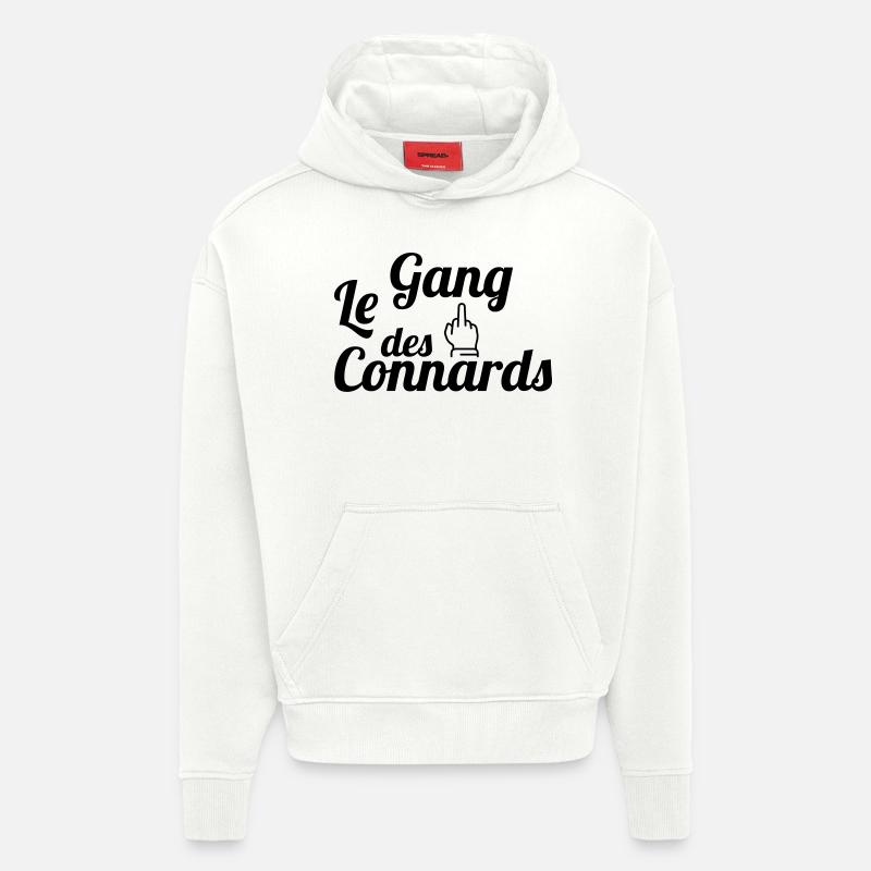 Connard / Connasse / Insulte / Con / Vulgaire - Sweat à capuche bio épais oversize fabriqué en UE - OFF WHITE