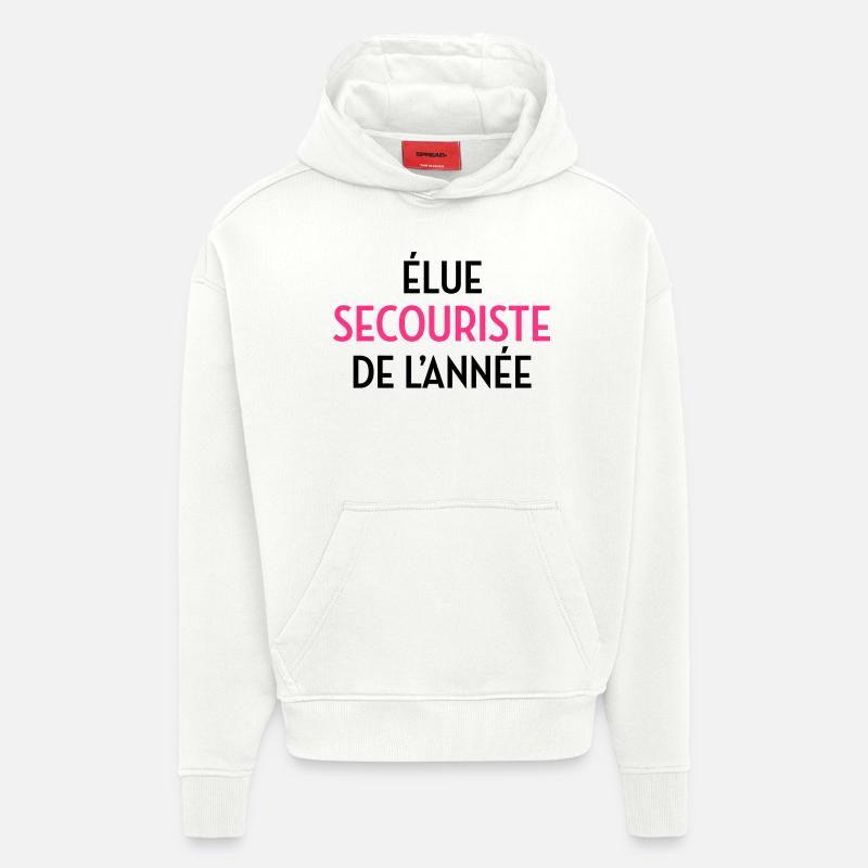 Secourisme / Secouriste / Secours / Secourir - Sweat à capuche bio épais oversize fabriqué en UE - OFF WHITE