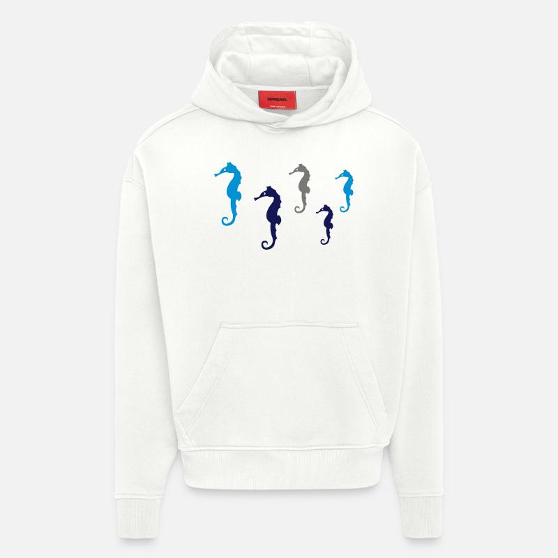 seepferdchen_silhouette_02 - Sweat à capuche bio épais oversize fabriqué en UE - OFF WHITE