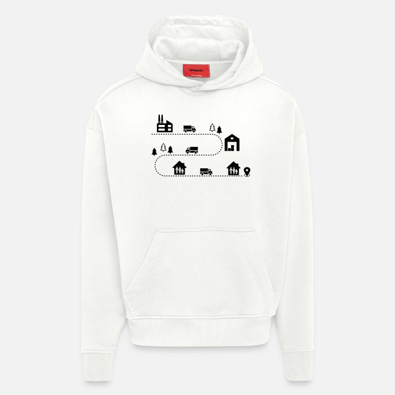 Logistique - Sweat à capuche bio épais oversize fabriqué en UE - OFF WHITE