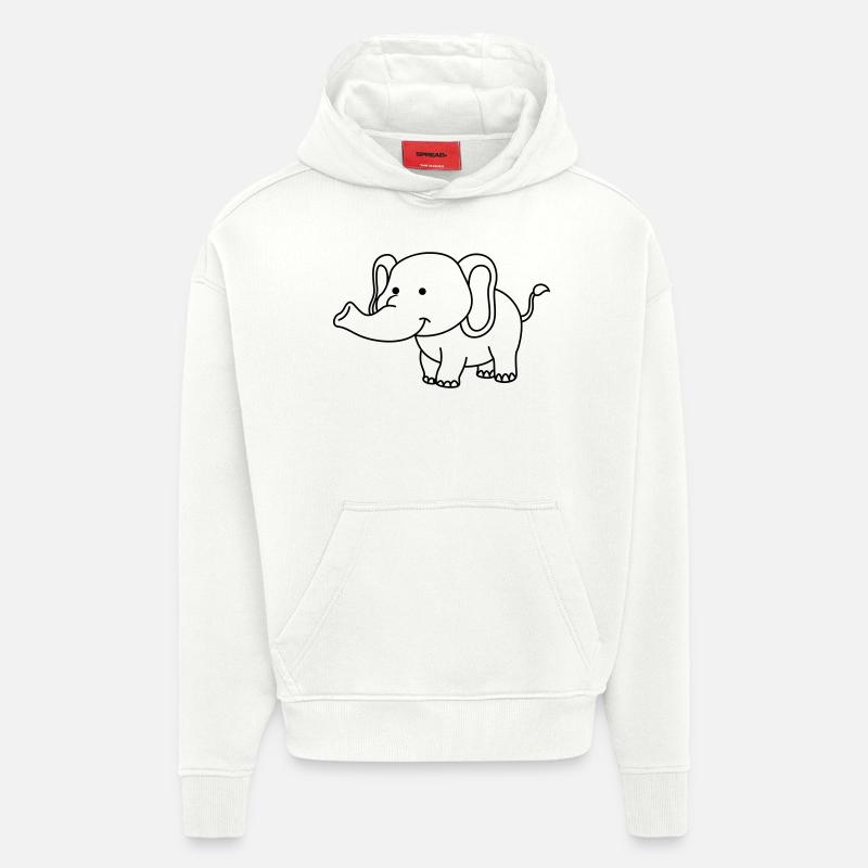 éléphant - Sweat à capuche bio épais oversize fabriqué en UE - OFF WHITE