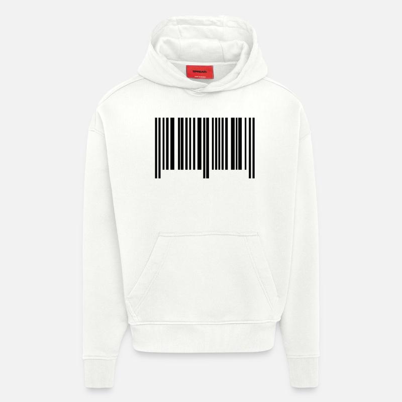 barcode_f1 - Sweat à capuche bio épais oversize fabriqué en UE - OFF WHITE