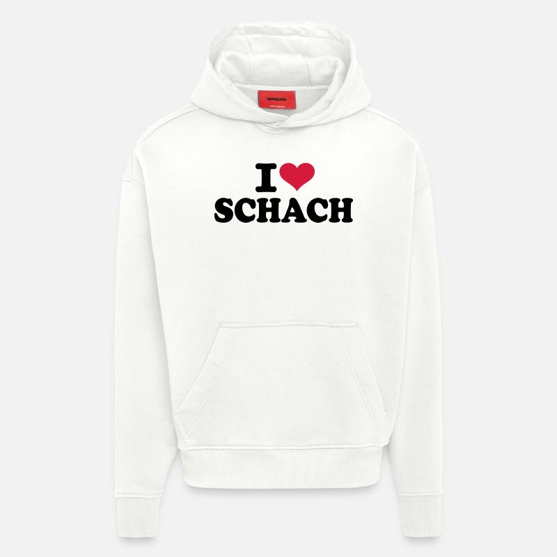 J'aime échecs - Sweat à capuche bio épais oversize fabriqué en UE - OFF WHITE