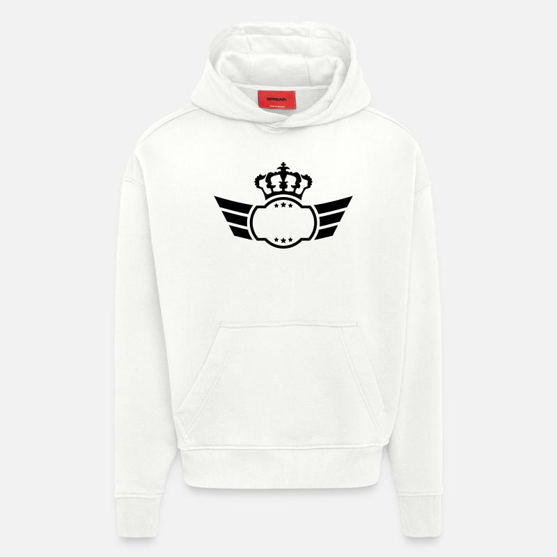 King Logo - Sweat à capuche bio épais oversize fabriqué en UE - OFF WHITE