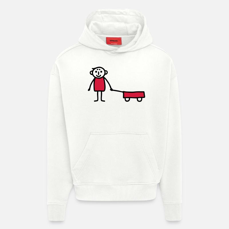 Junge mit Bollerwagen - V2 - Hoodie- made by SPREAD - OFF WHITE