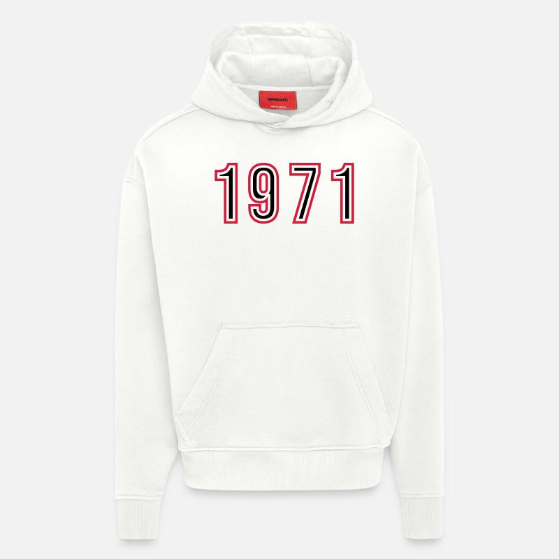 1971 Numéro de l’année - Sweat à capuche bio épais oversize fabriqué en UE - OFF WHITE