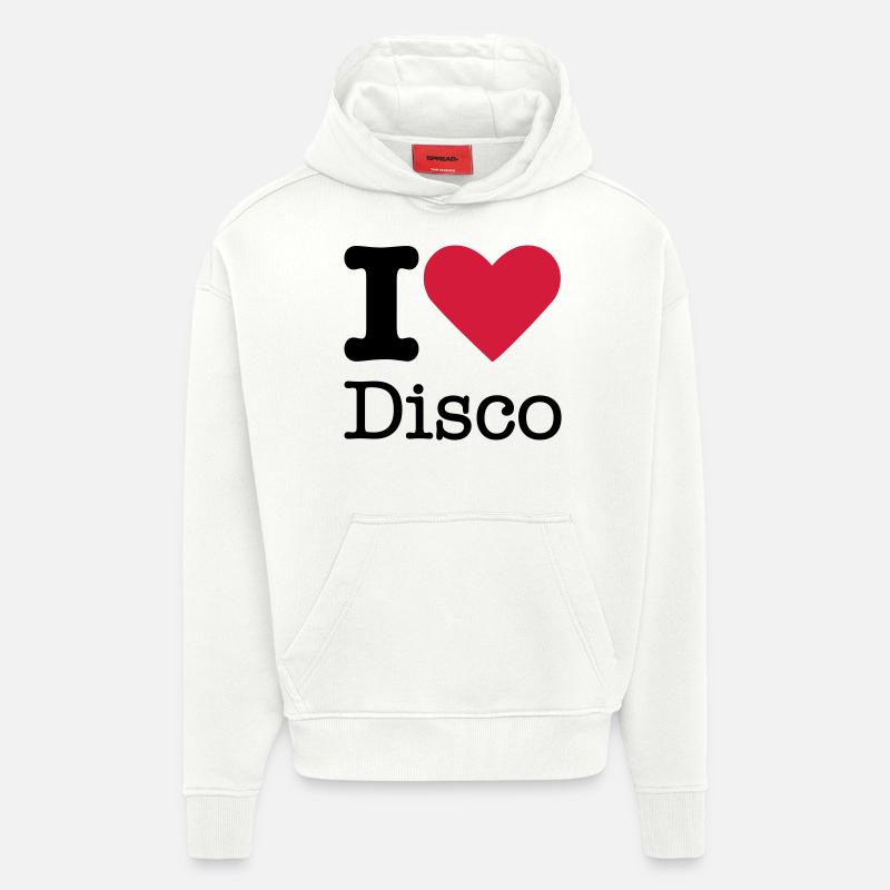 J'aime Disco - Sweat à capuche bio épais oversize fabriqué en UE - OFF WHITE
