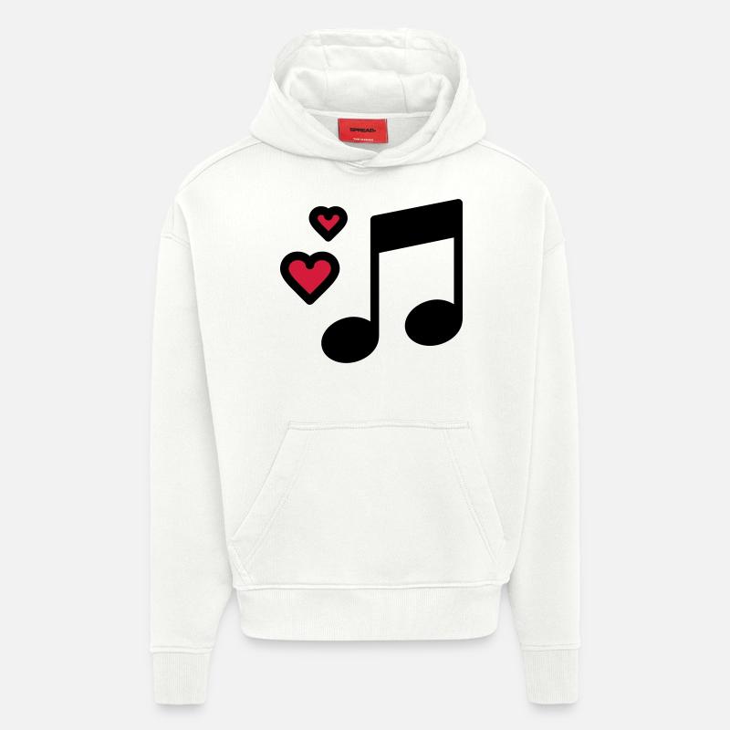 Note de musique romantique - Sweat à capuche bio épais oversize fabriqué en UE - OFF WHITE