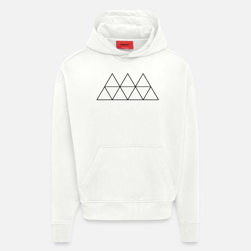 Géométrie Triangle Outlines conceptions rondes - Sweat à capuche bio épais oversize fabriqué en UE - OFF WHITE